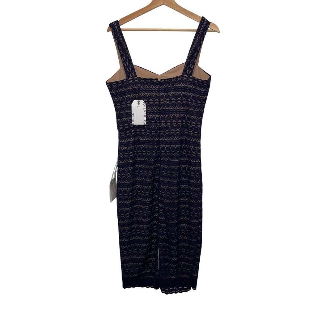 NWT Dress The Population Navy Nicole Lace Sheath Midi Dress  Women's Size L - Picture 5 of 13
